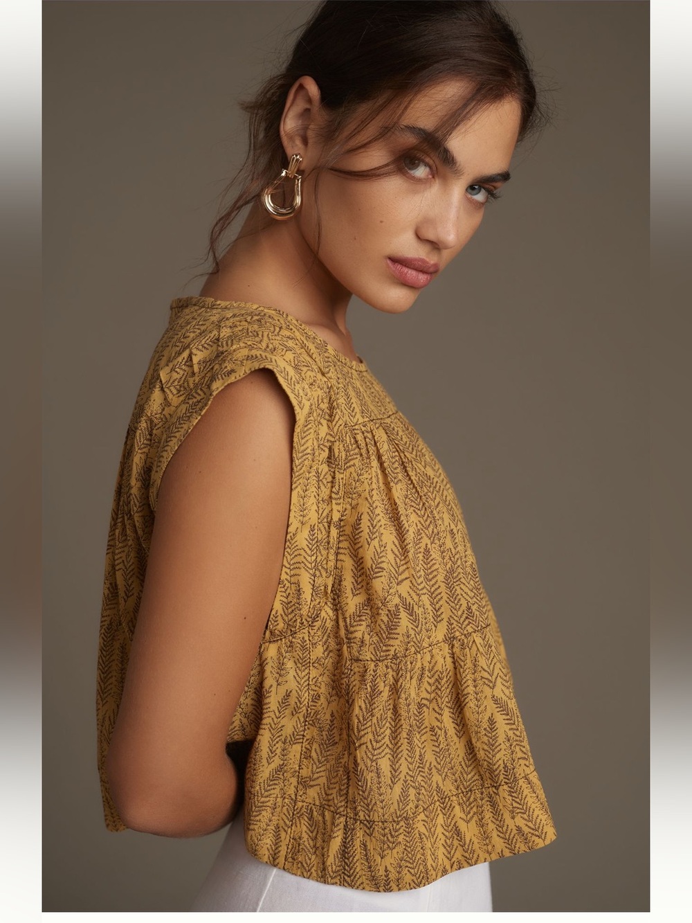 Anthropologie Cap Sleeve Babydoll Blouse